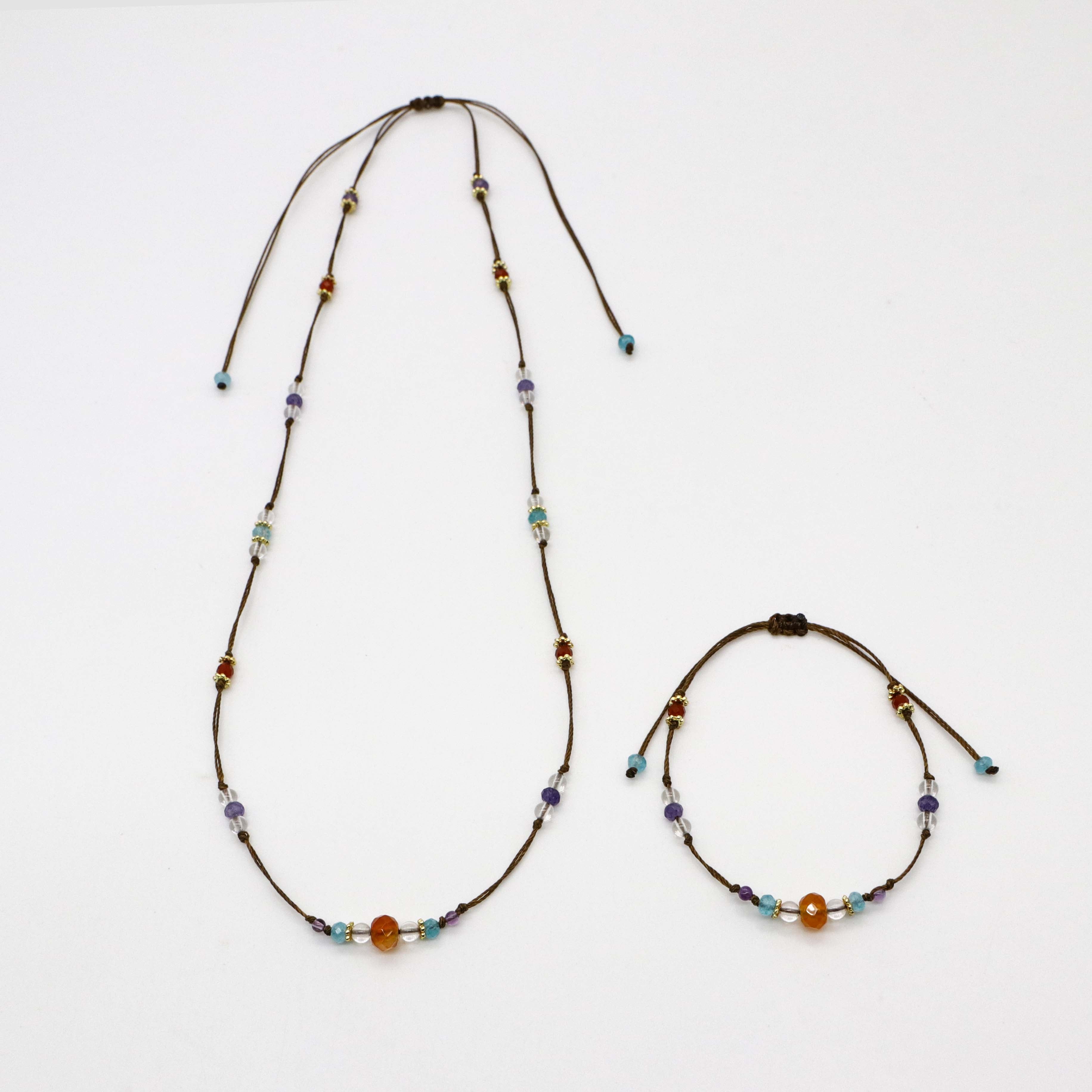 Nice Natrual Stone Beads Necklace & Bracelet Set National Style