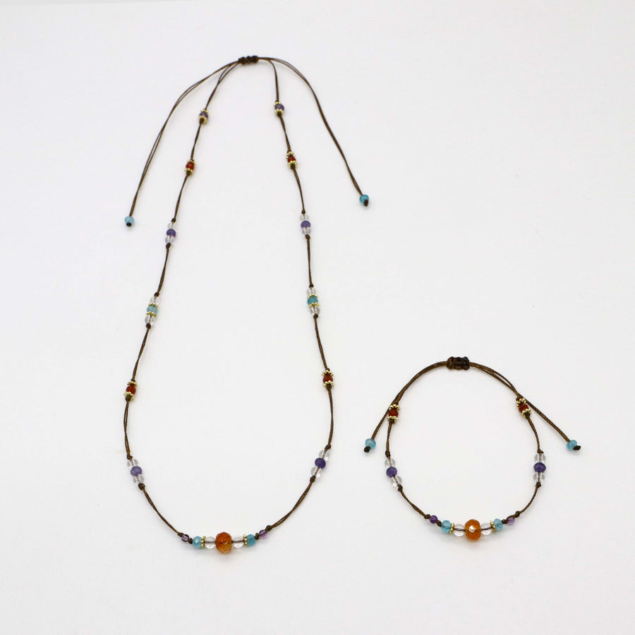 Nice Natrual Stone Beads Necklace & Bracelet Set National Style