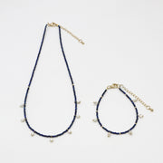 Nice 2mm Natural Lapis Elegant Style Necklace & Bracelet Set