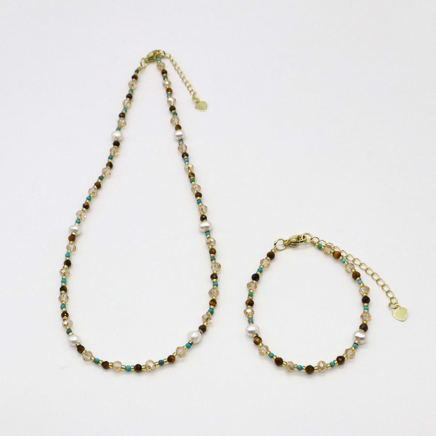 Nice 5-6mm Irregular Pearl Autumn Winter Seazon Style Necklace & Bracelet Set