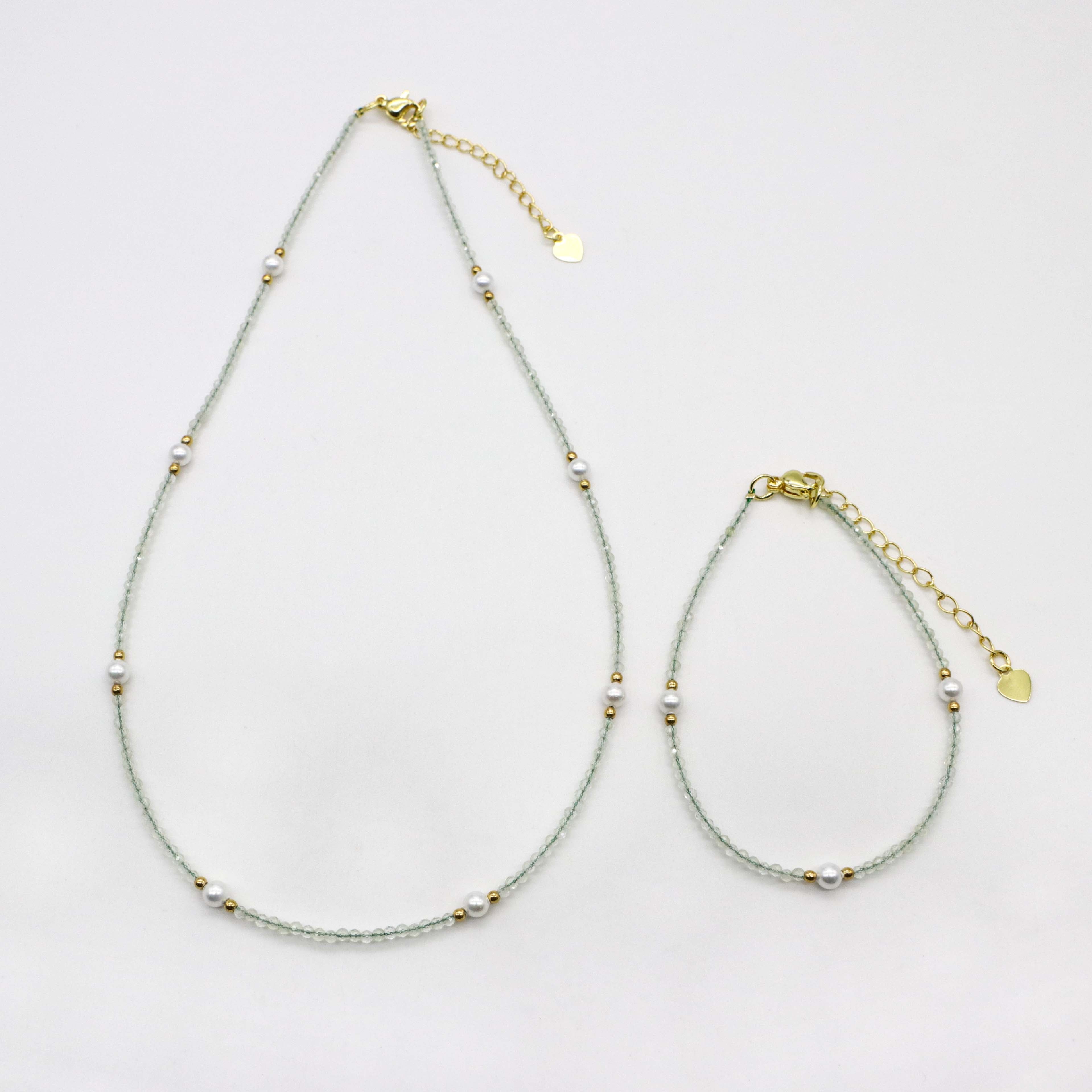 2mm Natural Stone Beads Classic Style Necklace & Bracelet Set