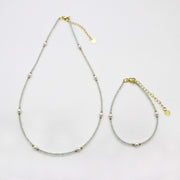 2mm Natural Stone Beads Classic Style Necklace & Bracelet Set