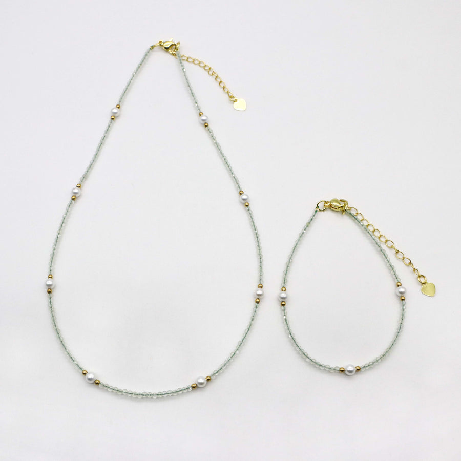2mm Natural Stone Beads Classic Style Necklace & Bracelet Set