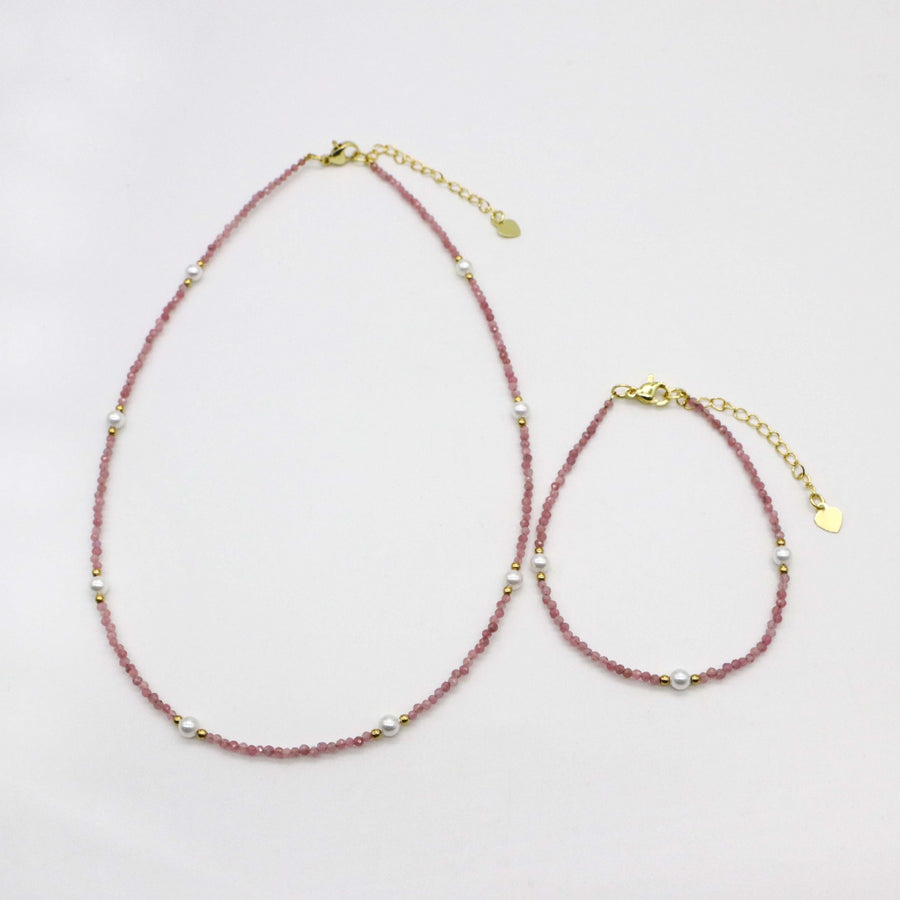 2mm Natural Stone Beads Classic Style Necklace & Bracelet Set