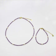 2mm Natural Stone Beads Classic Style Necklace & Bracelet Set