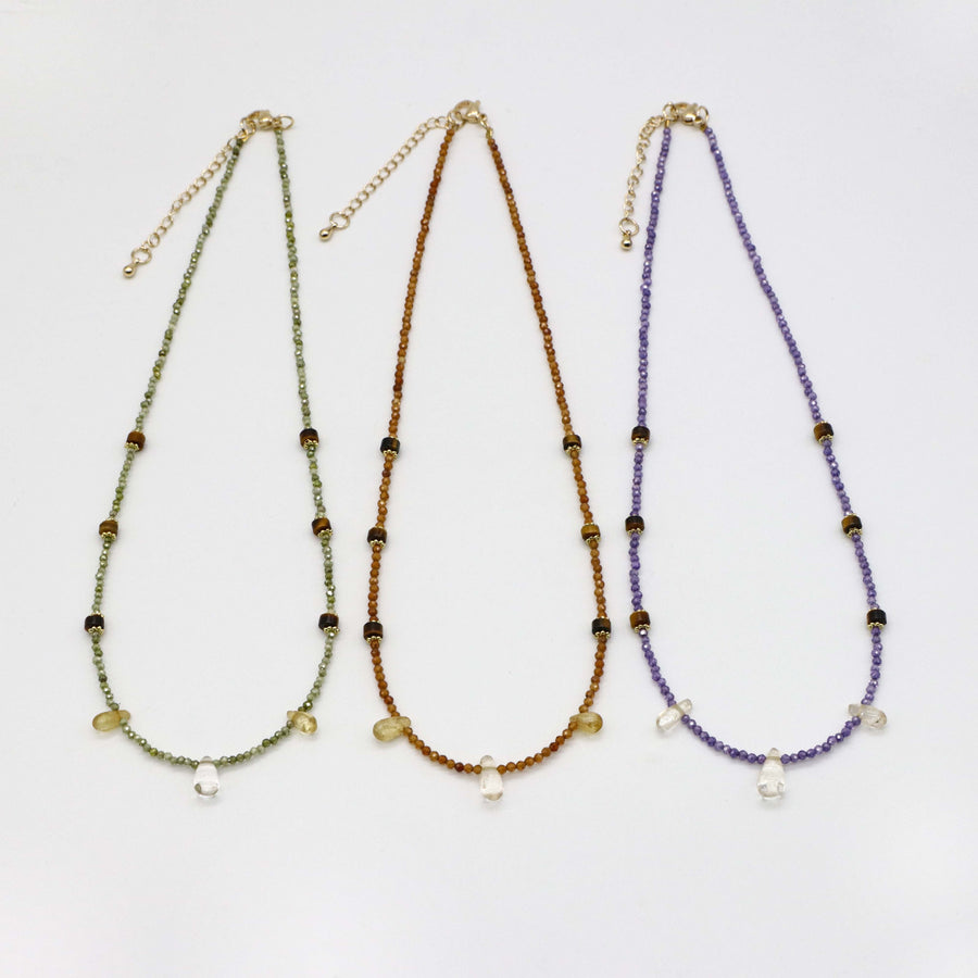 2mm Faceted Zircon Classic Style Necklace