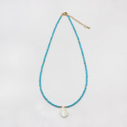 2mm Turquoise Necklace With Shell Pendant