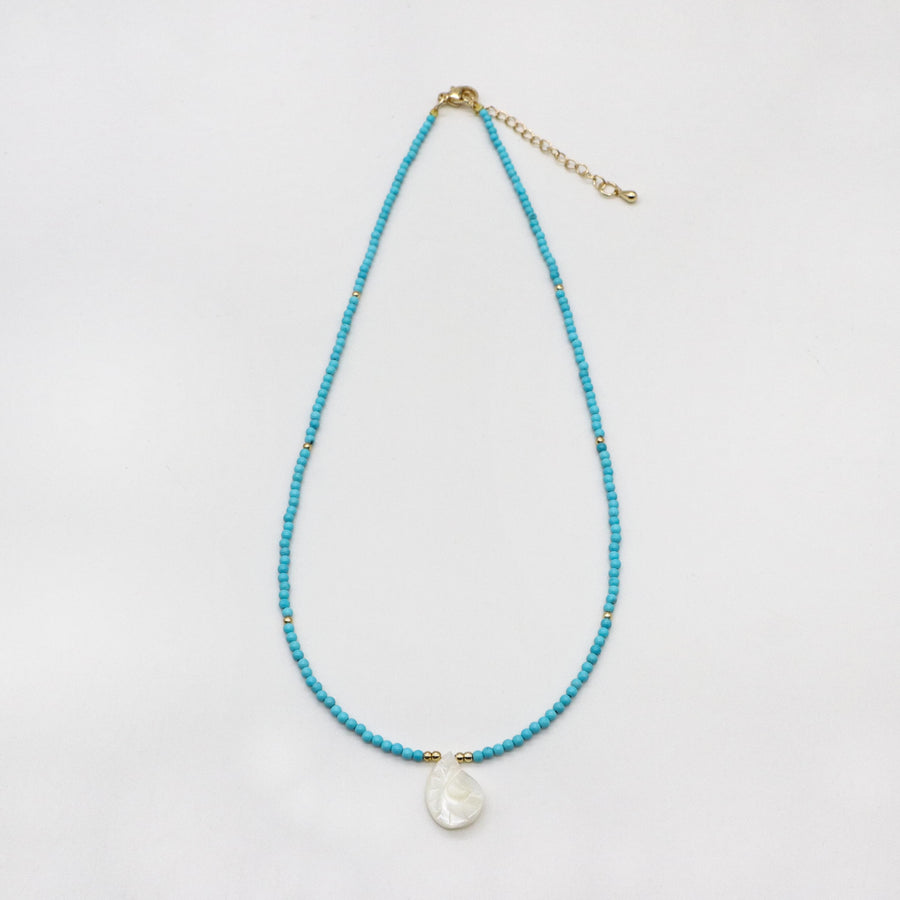 2mm Turquoise Necklace With Shell Pendant