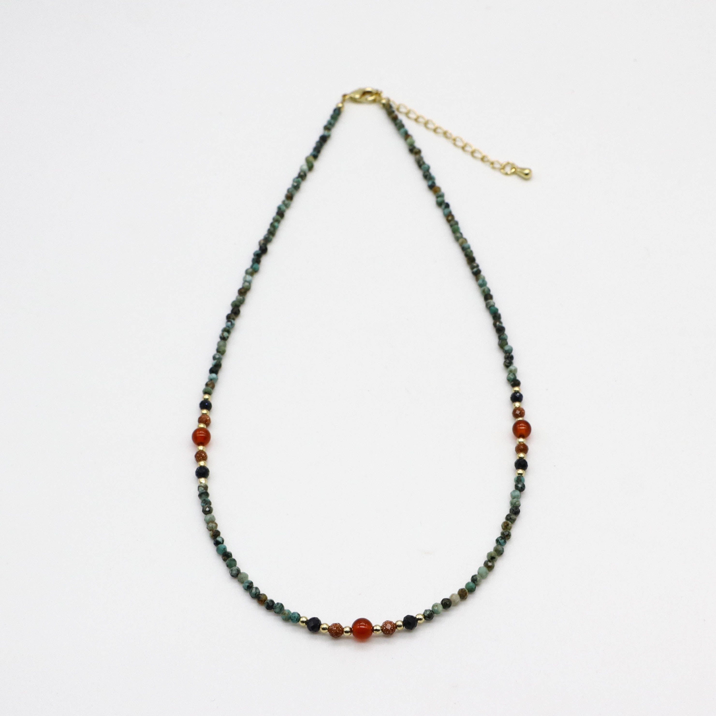 Retro Style 2mm Faceted Turquoise Necklace