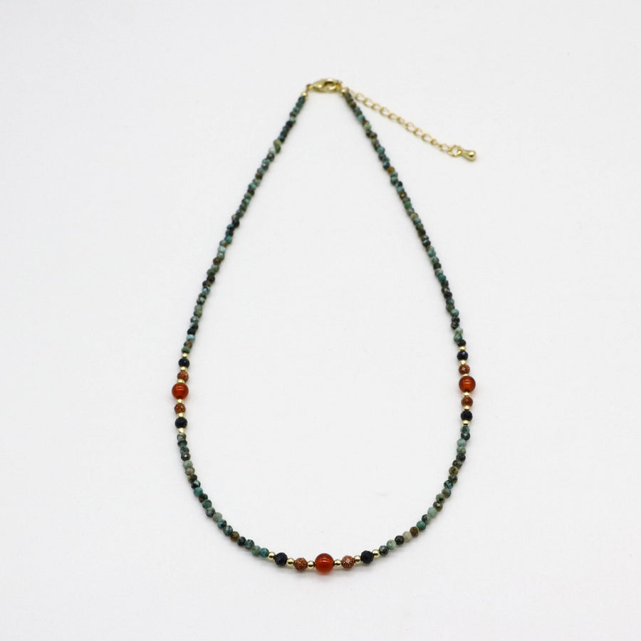 Retro Style 2mm Faceted Turquoise Necklace