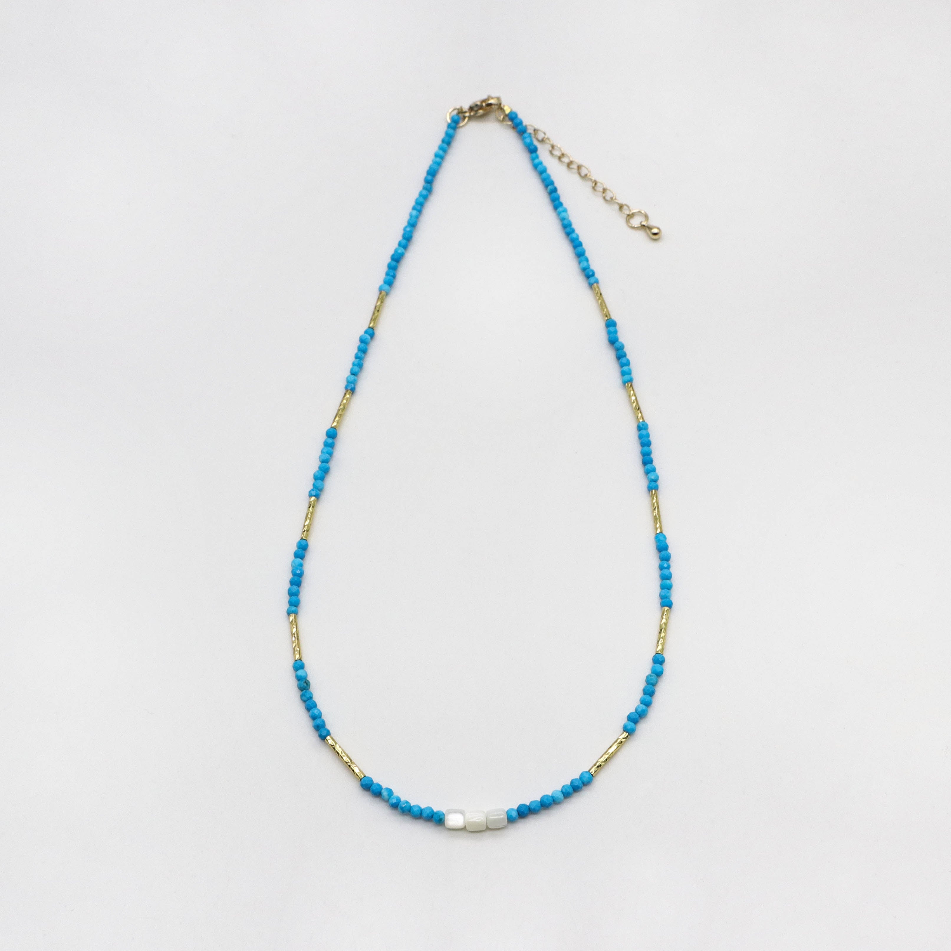 Luxurious Style 2mm Faceted Blue Turquoise Necklace