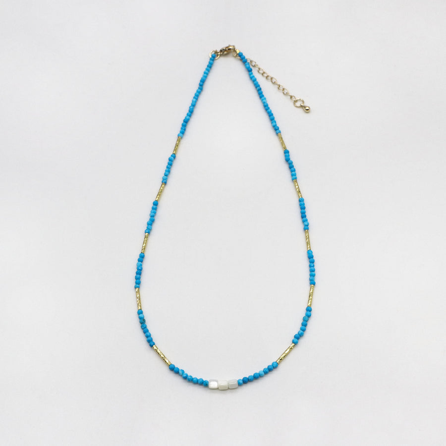 Luxurious Style 2mm Faceted Blue Turquoise Necklace