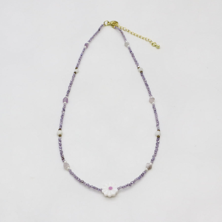 2mm Purple Zircon Necklace Princess Style