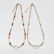 Metallic Style Small Natural Stone Beads Necklace