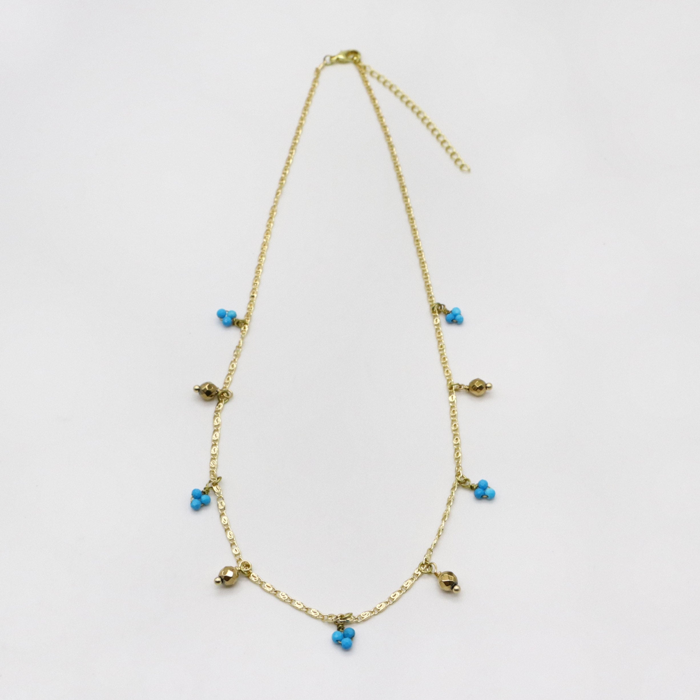 Elegant Style 2mm Faceted Turquoise Necklace