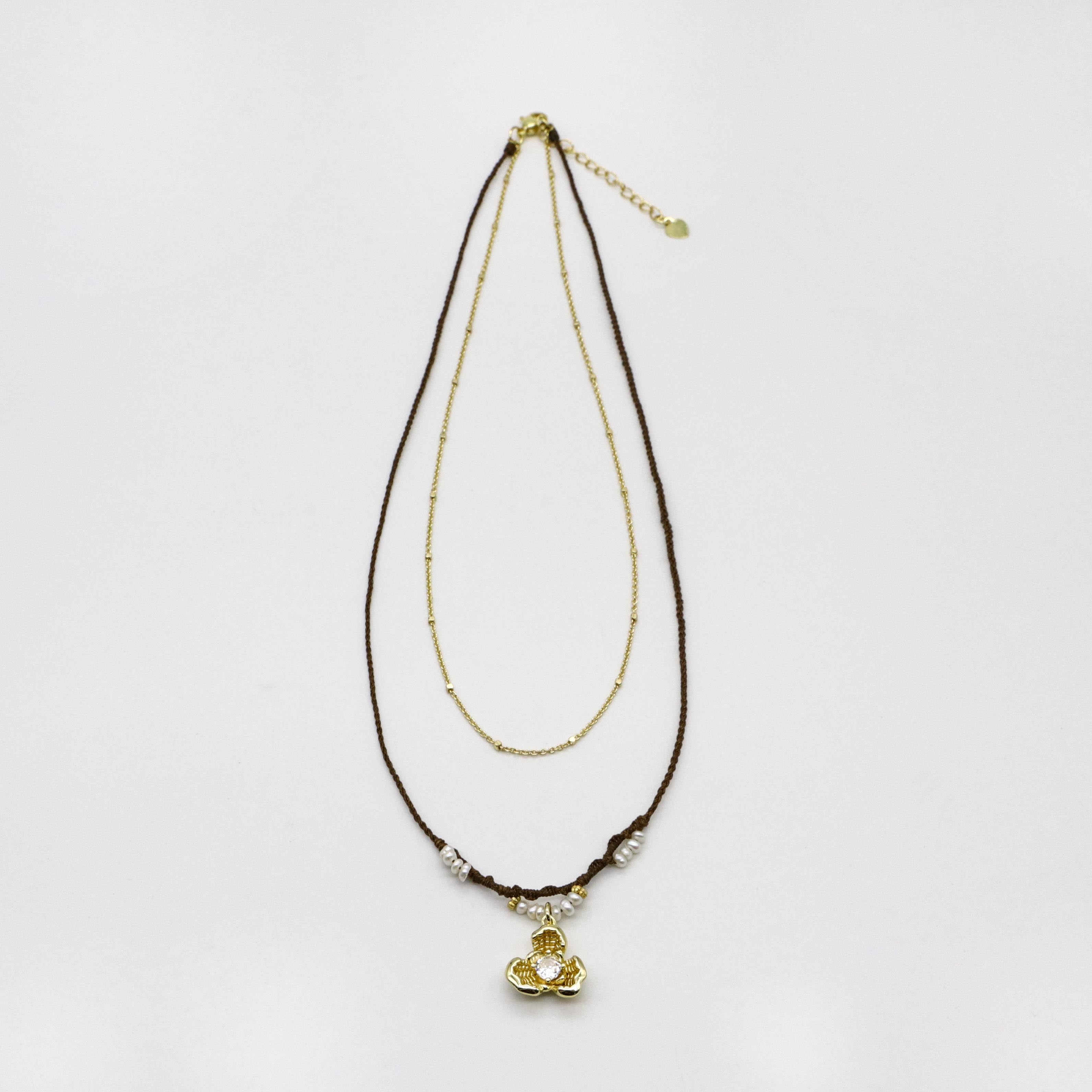 Hand-woven Rope 3mm Frash Water Pearl Necklace