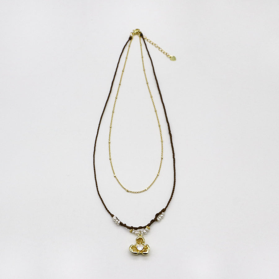 Hand-woven Rope 3mm Frash Water Pearl Necklace