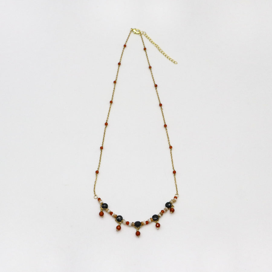 Simple Style 2mm Red Agate Necklace