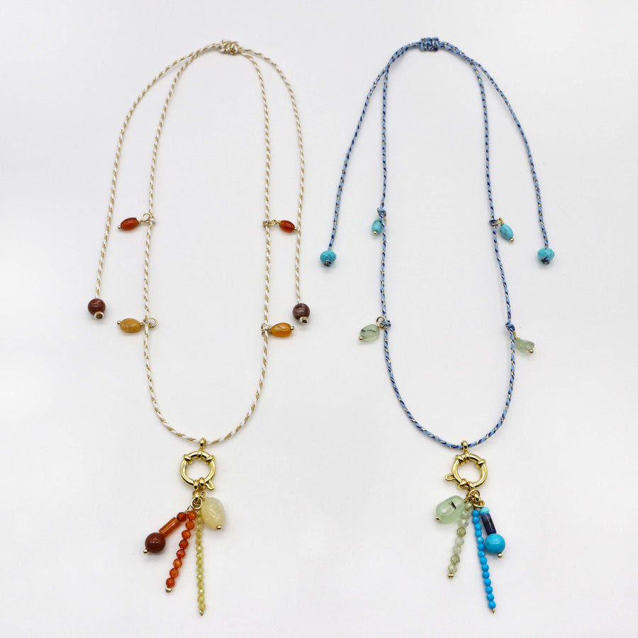 Hand-woven Rope Mixed Natural Stones Necklace