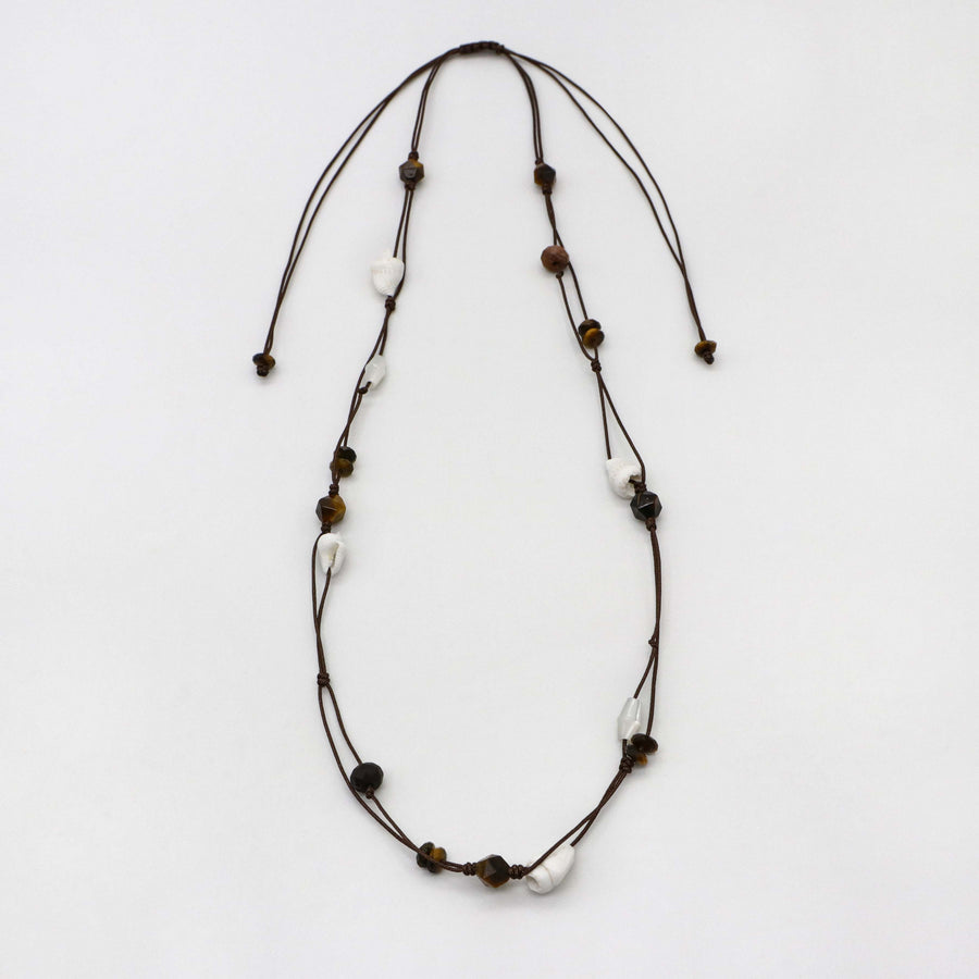 Hand-woven Rope 5.5mm Tiger eye  Necklace Natural Organic Style