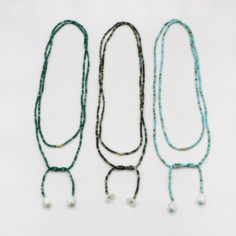 Free Style Turquoise Long Necklace Can knot Freely
