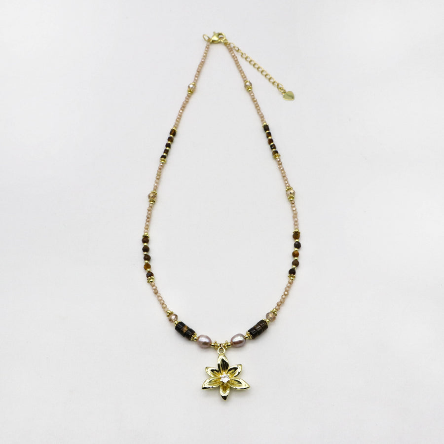 Retro Style 2mm Champagne Gold Zircon Necklace