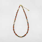 Elegant Style 4X6.5mm Red Olive Shape Agate Necklace