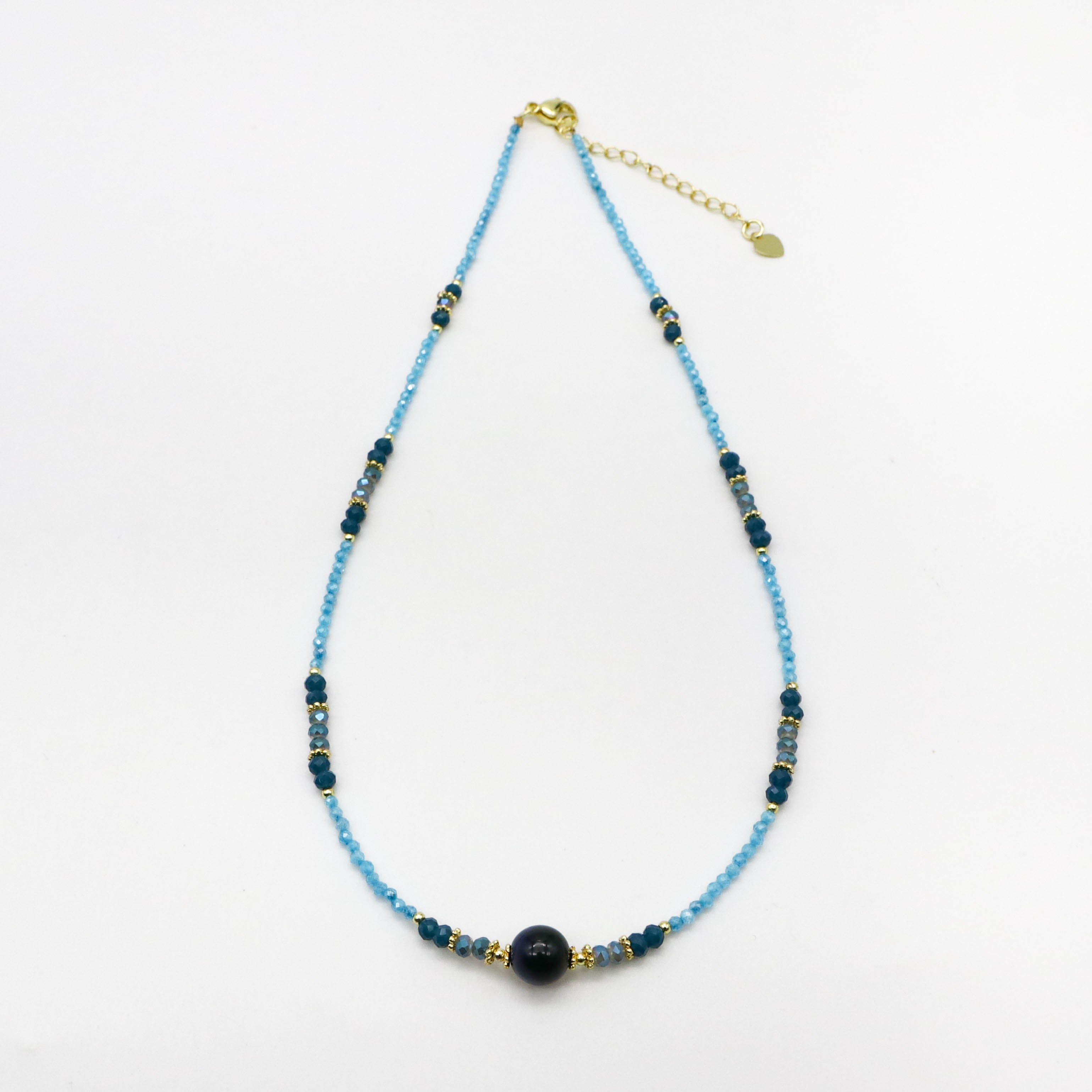 Nice 2mm Faceted Blue Zircon Necklace Autumn Winter Style