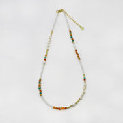Nice 3mm Faceted Red Agate Metallic Style Necklace