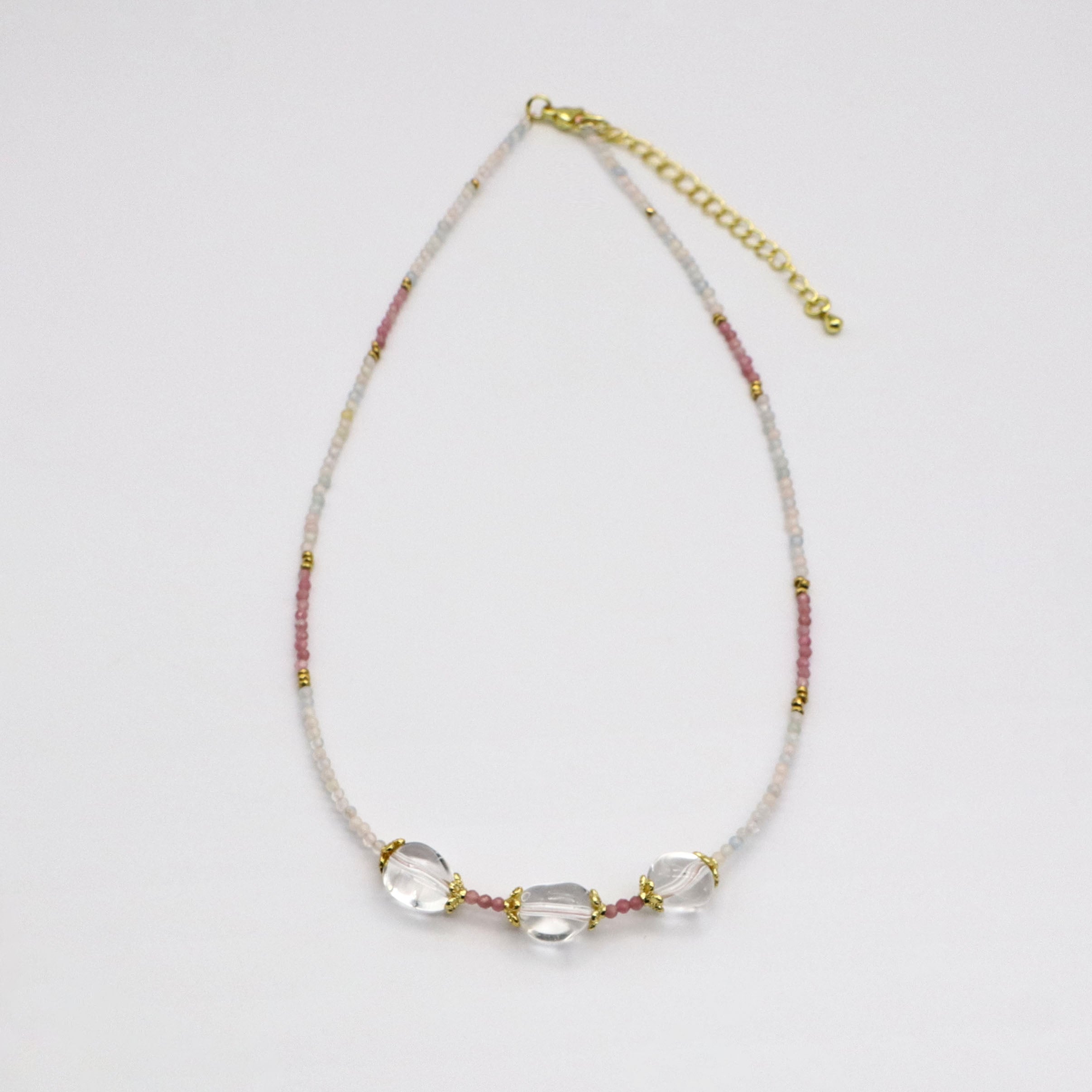 Luxurious Style Crystal With Morganite Necklace