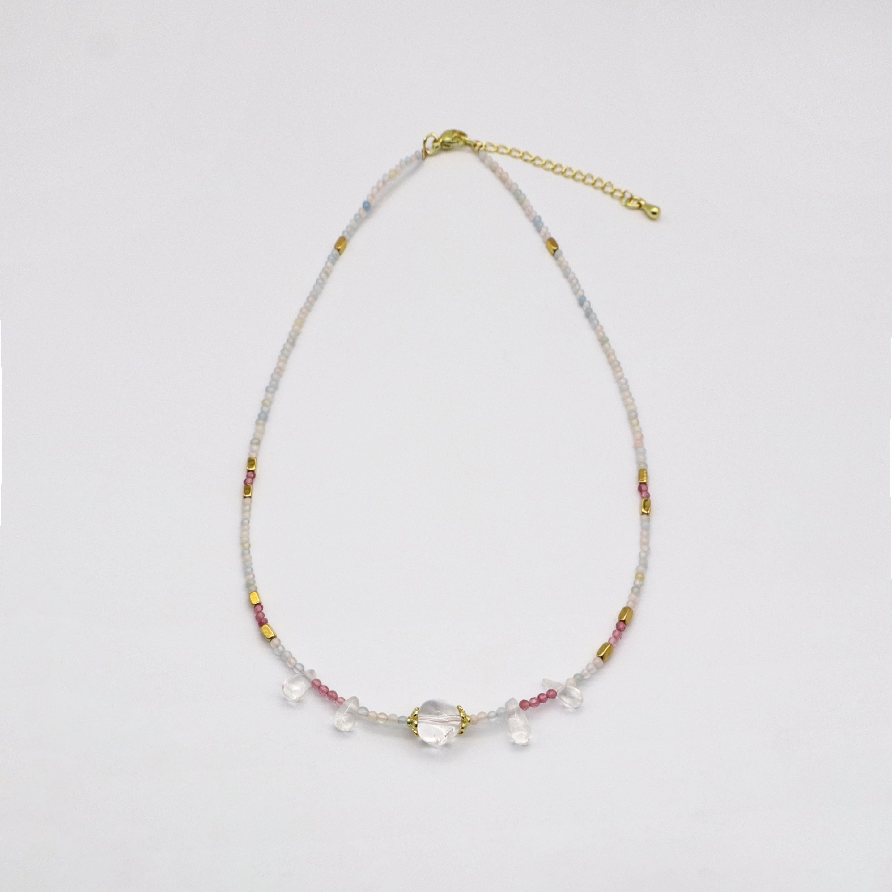 Elegant Style Crystal With Morganite Necklace