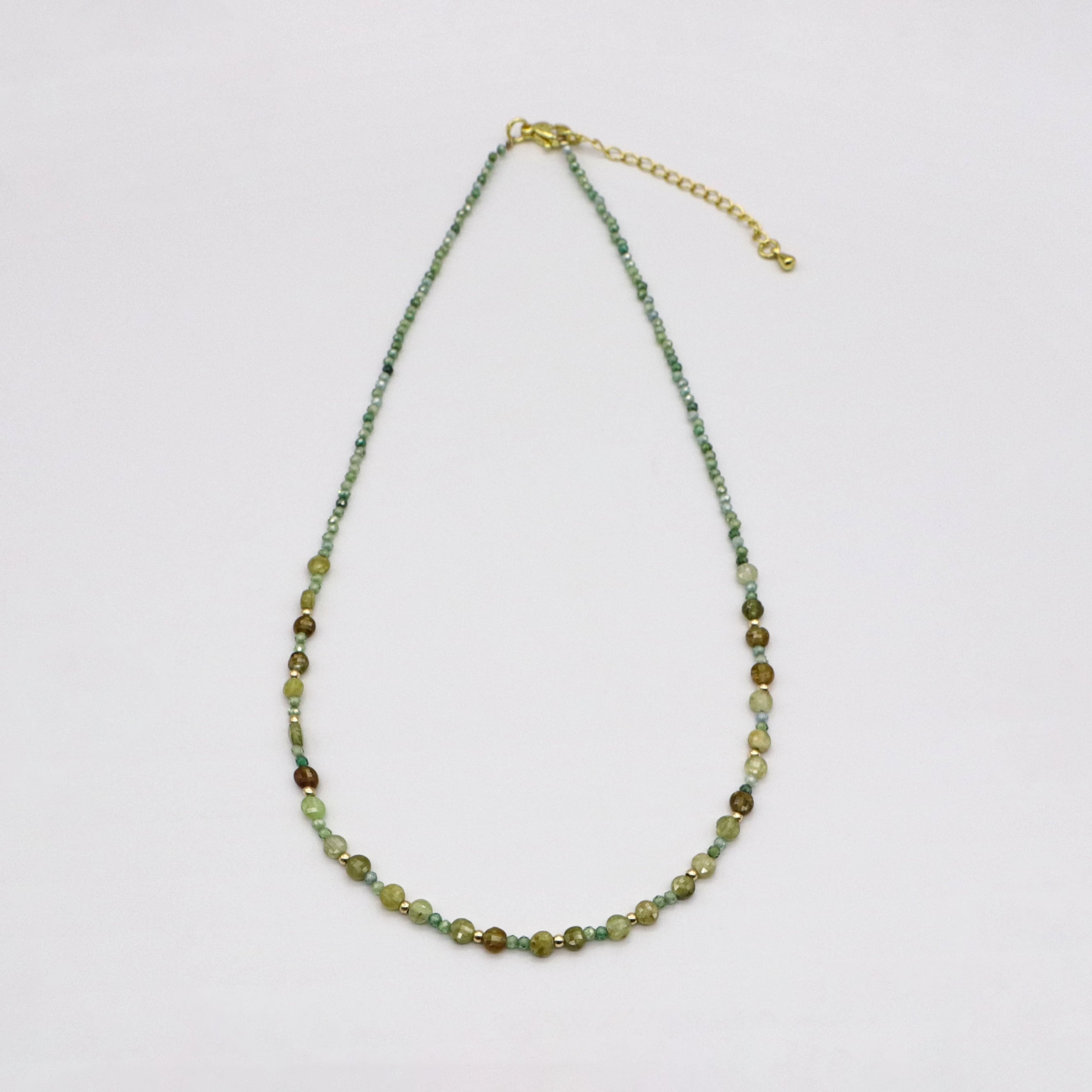 Dainty Style 4mm Green Garnet Necklace