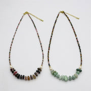 Bohemian Style Tourmaline With Pearl Necklace