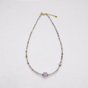 Simple Style Fluorite With Amethyst Necklace