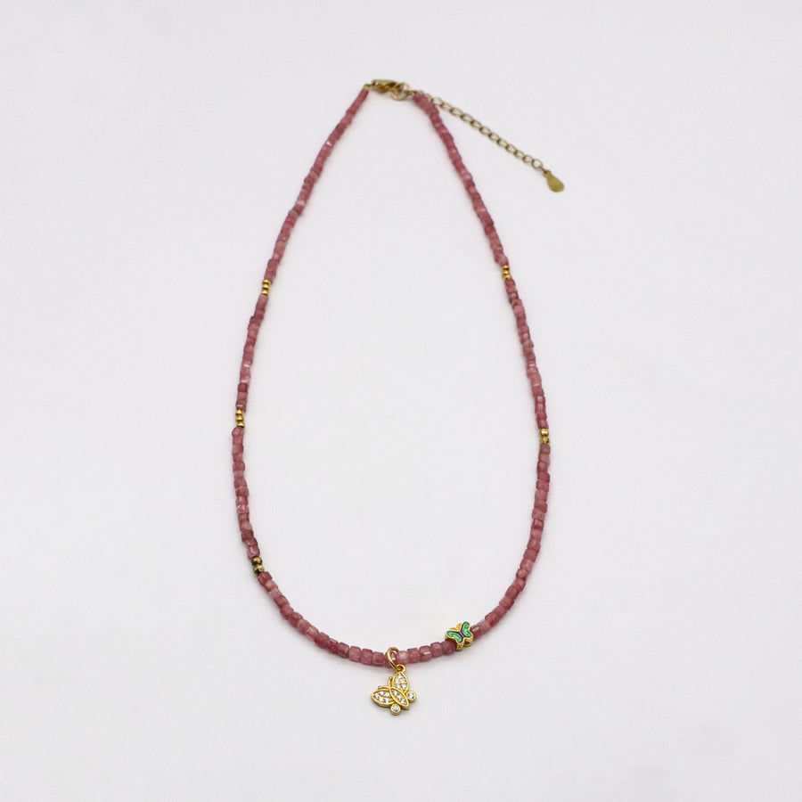 Simple Style Pink Tourmaline Necklace