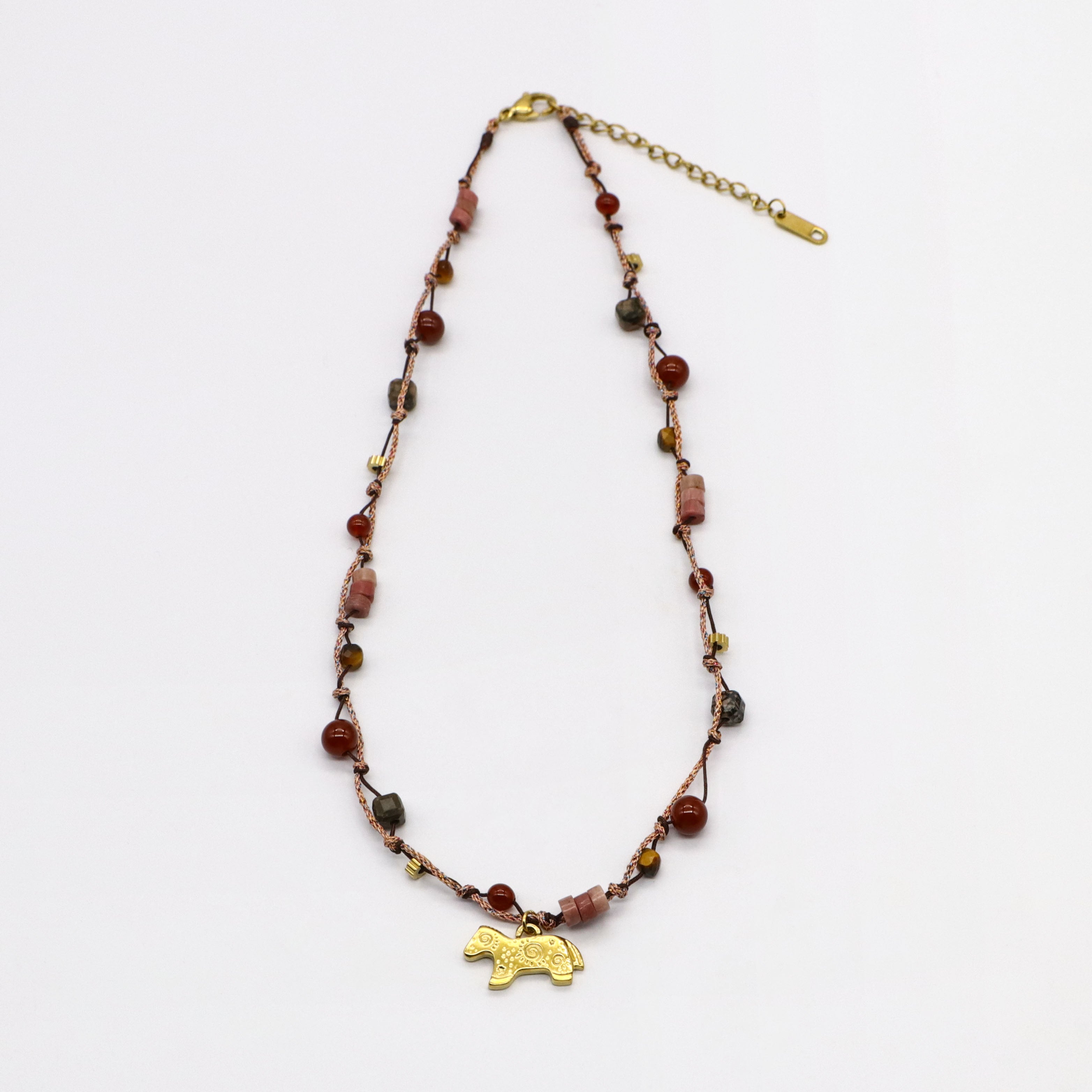 Vintage Fashion Natutal Stone Knotting Style Necklace GNM255082