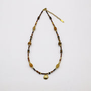 Vintage Fashion Tiger-eye And Jade Necklace