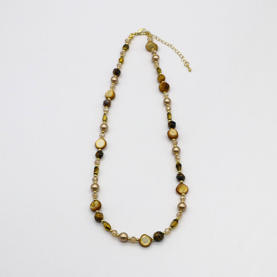 Vintage Fashion Tiger-eye And Mop Necklace
