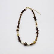 Retro Fashion Wooden Beads And Pearl Necklace