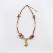 Luxurious Style Rhodonite With Pearl Creative Design Necklace