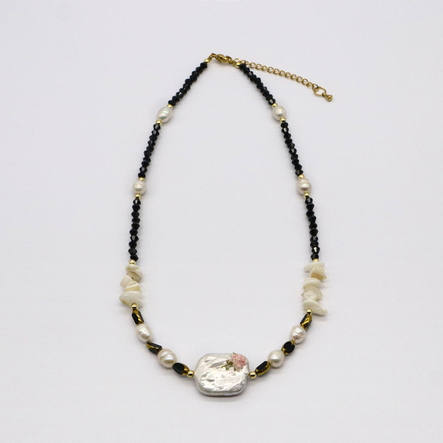Luxurious Style Black Spinel With Irregular Pearl Necklace