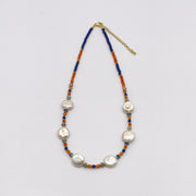 Bohemian Style Pearl With Sodalite Necklace