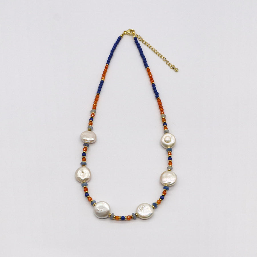 Bohemian Style Pearl With Sodalite Necklace