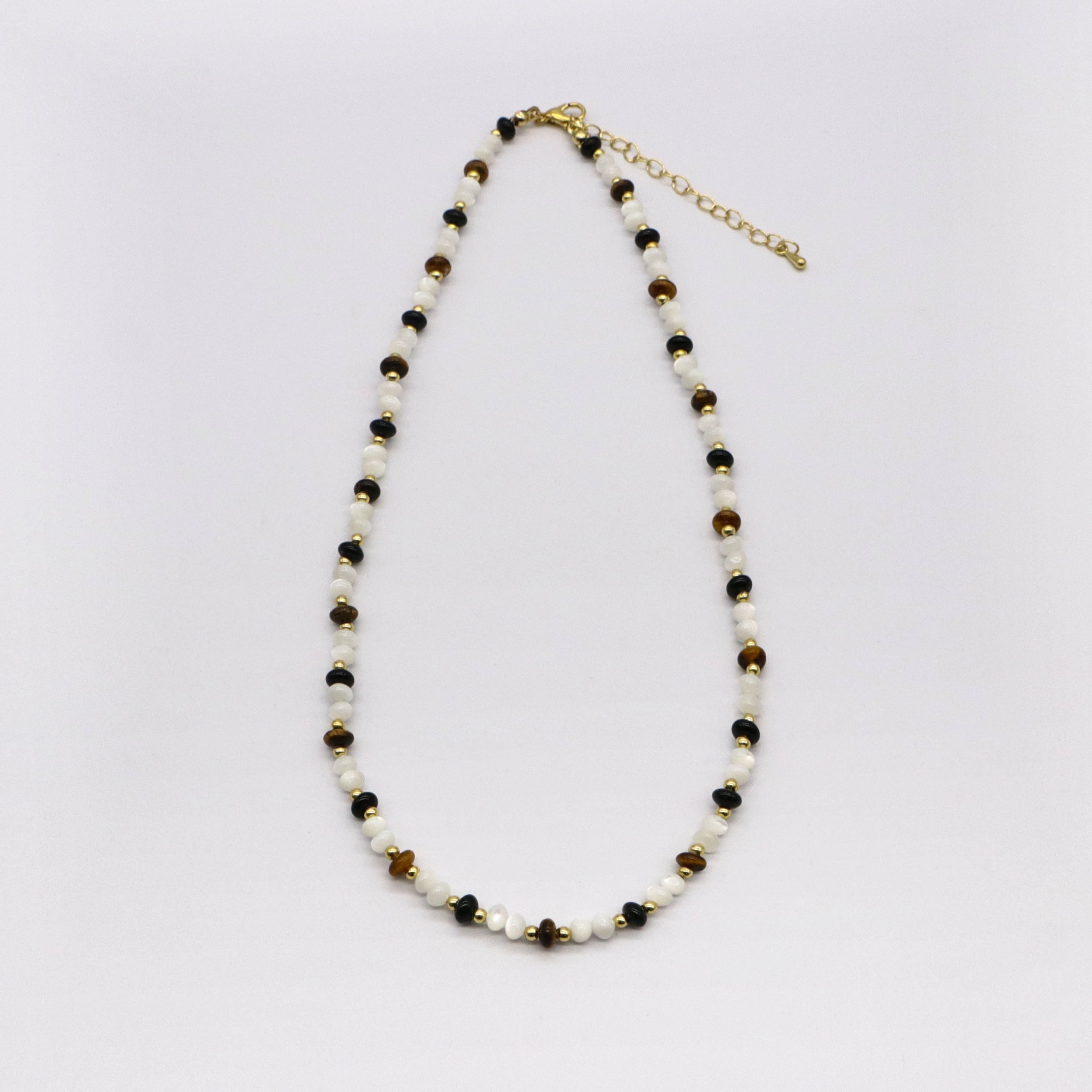Bohemian Style Mop Pearl With Tiger-eye Simple Necklace