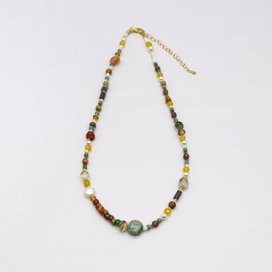 Bohemian Style Irregular Pearl Mix Stone Necklace