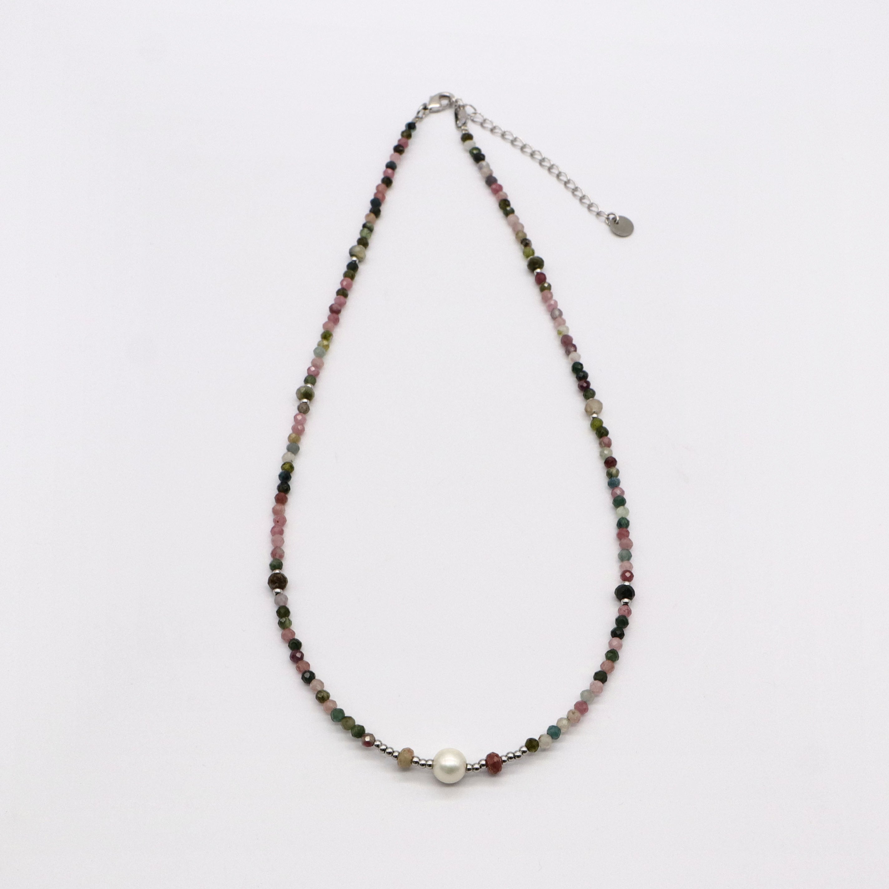 Simple Style Tourmaline With Pearl Necklace