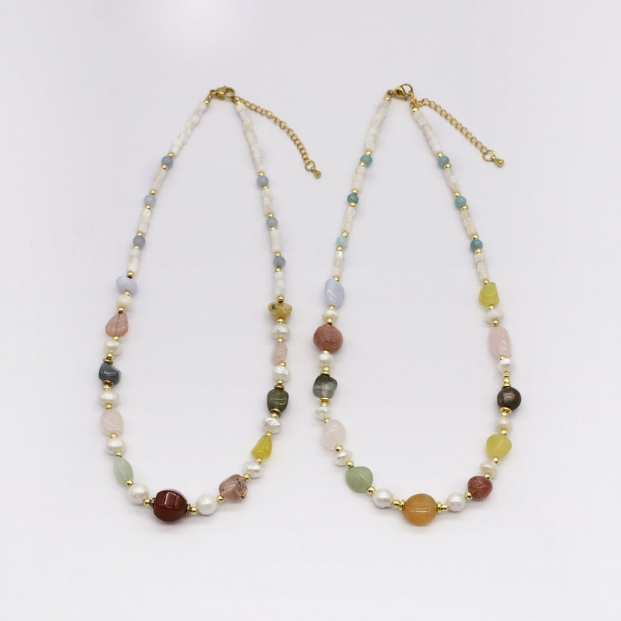 Dopamine Style Pearl With Mix Stone Necklace