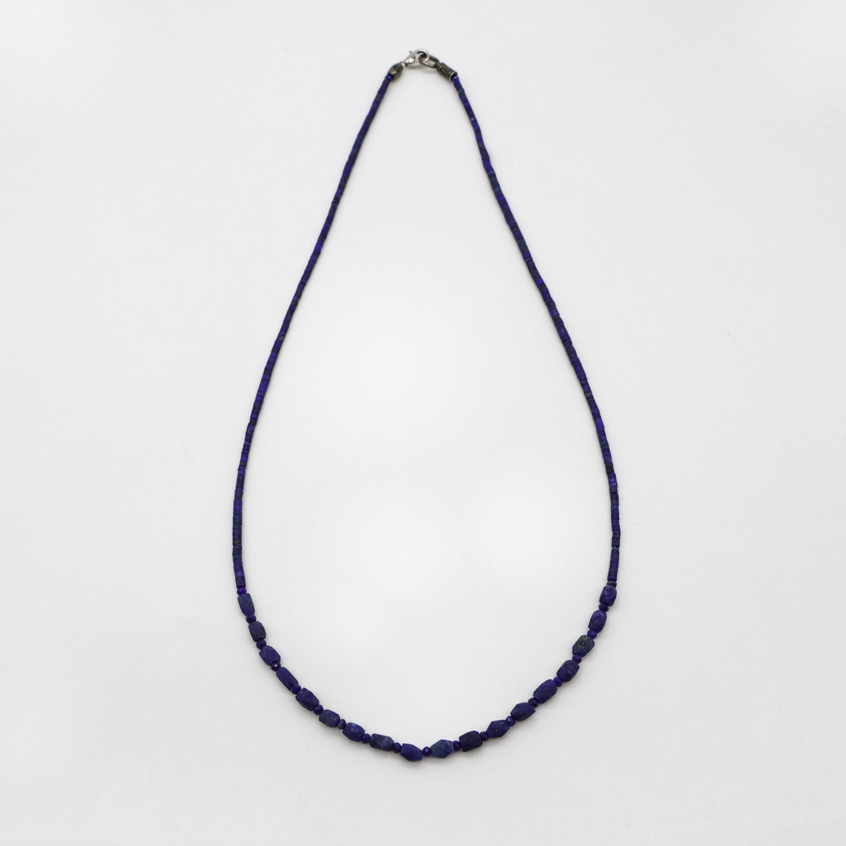 2 mm Frosted Lapis Necklace Vintage Style