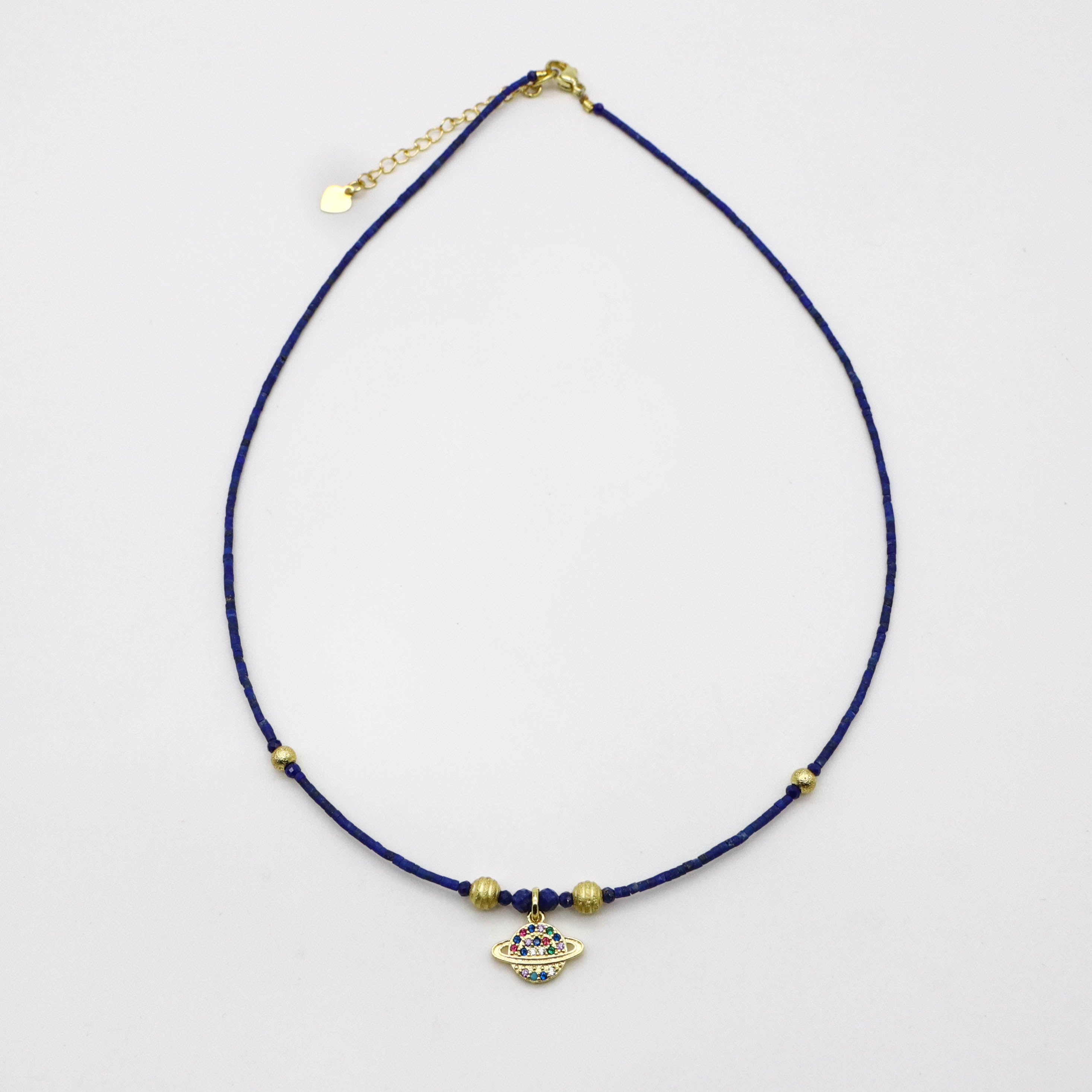 Simple Style 1.5mm Lapis Heishi Necklace