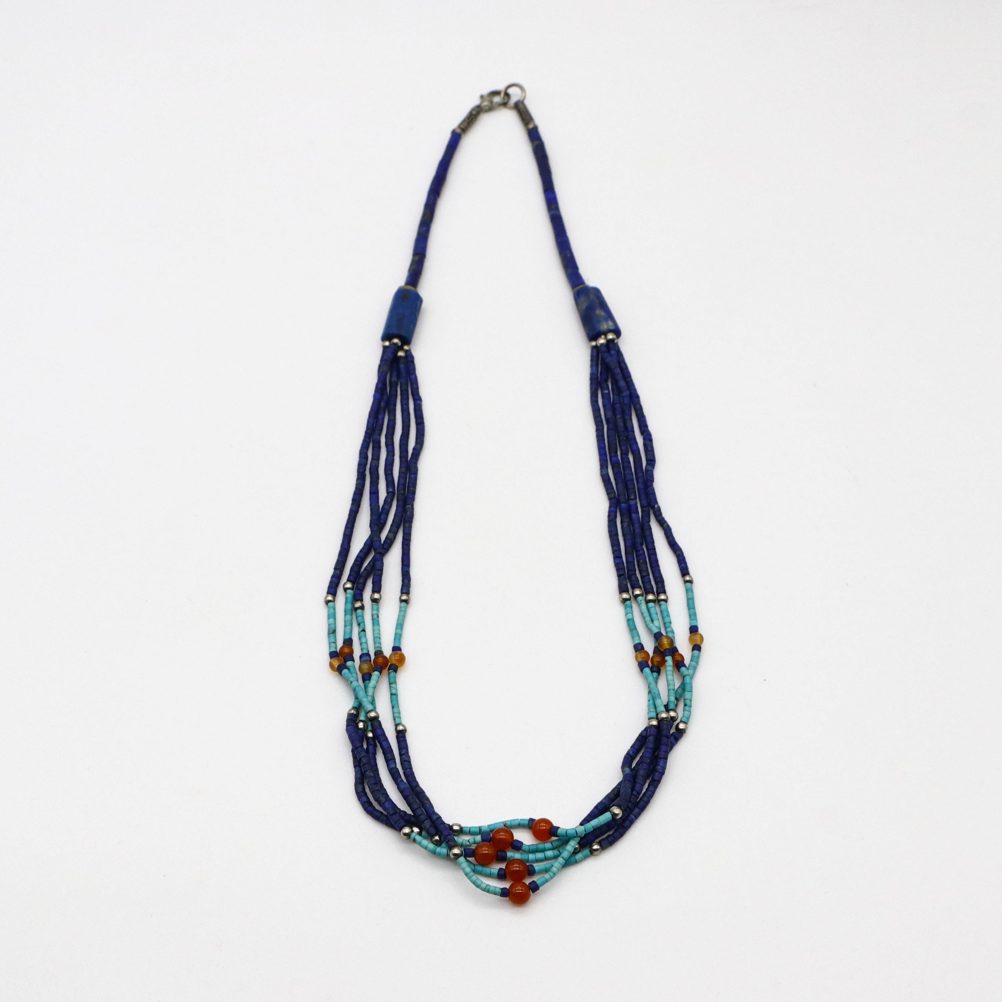 Lapis And Turquoise Heishi Necklace African Tribal Style